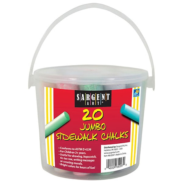 Jumbo Sidewalk Chalk Bucket, 20 Pieces Per Set, 120PK